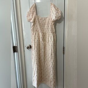 Charming Pink Floral Kids Dress with Puff Sleeves